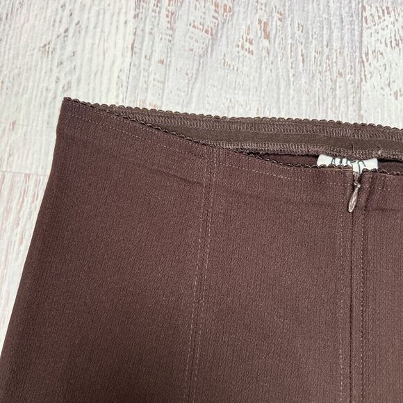 ANFC Collection High Rise Pants SIZE 12 Maroon Brown Zipper Front Scallop Waist - Picture 10 of 12